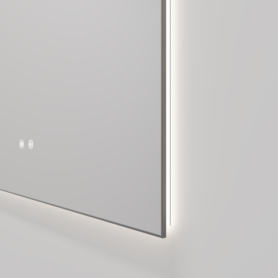 Зеркало Vincea LED VLM-4F800GM-2 800х800 c сенсорным выключателем, антизапотевание, вороненая сталь