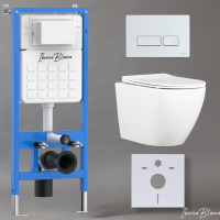 Комплект 3в1 IBERICA BLANCA инсталляция SILENCIO, унитаз BILBAO ALTO белый, кнопка смыва ESTI-R белый глянцевый (IB001.BLA.231.211)