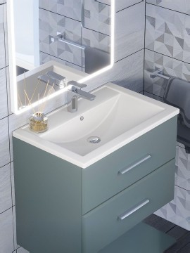 Раковина для ванной кварцевая Uperwood Foster Quartz 70х45,5х17,5 см, белая матовая, жасмин
