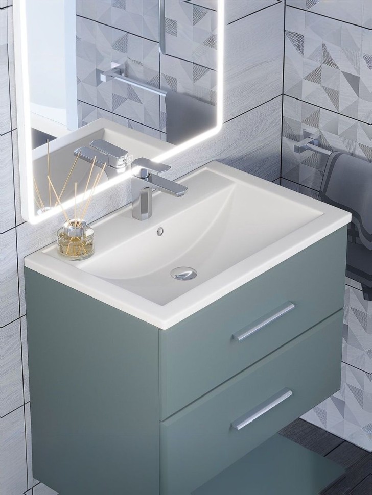 Раковина для ванной кварцевая Uperwood Foster Quartz 70х45,5х17,5 см, белая матовая, жасмин