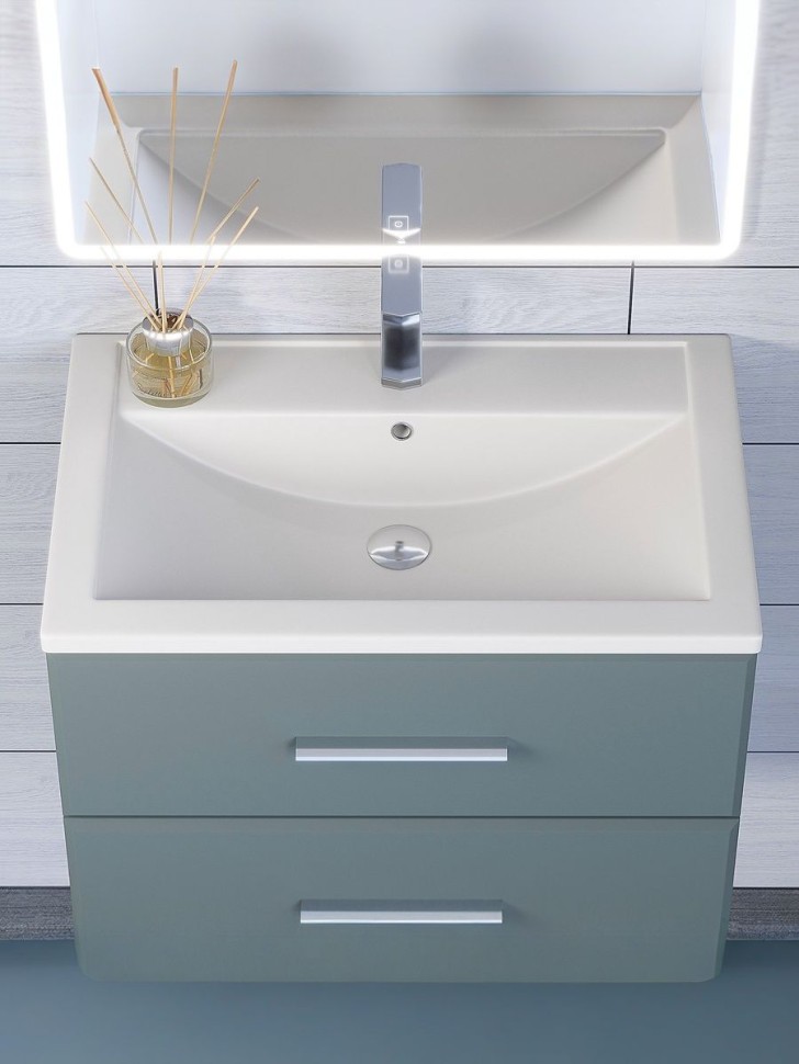 Раковина для ванной кварцевая Uperwood Foster Quartz 70х45,5х17,5 см, белая матовая, жасмин