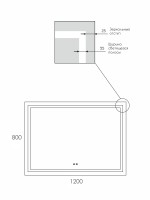 Зеркало для ванной с подсветкой Uperwood Tanos 120х80 см, прямоугольное, сенсор/антизапотевание/без рамы
