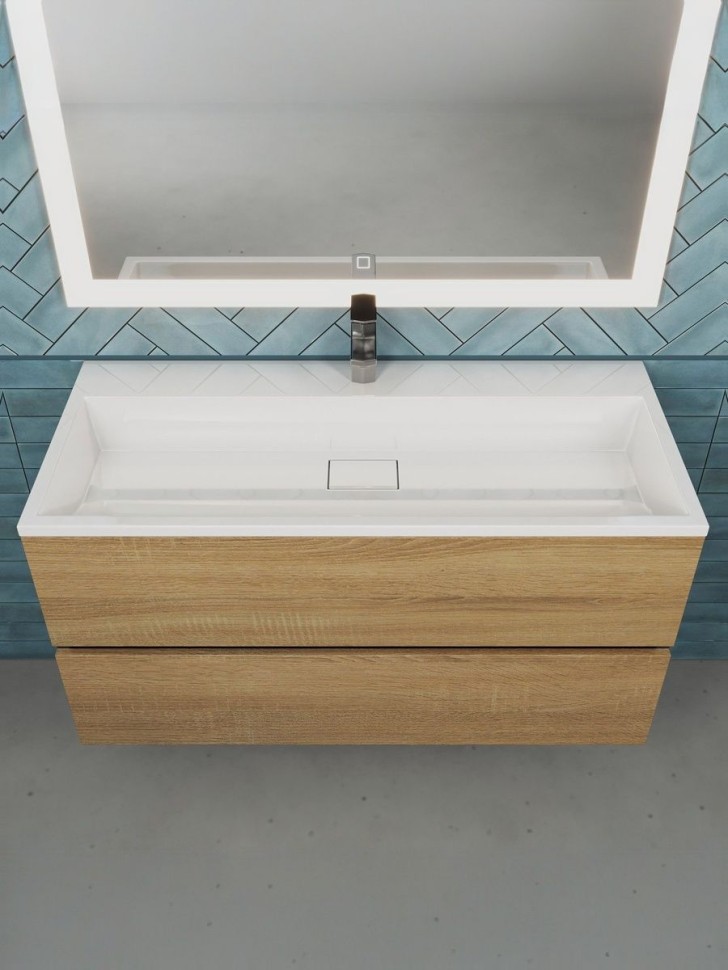 Тумба под раковину для ванной Uperwood Barsa 100 см, подвесная, черная/дуб сонома