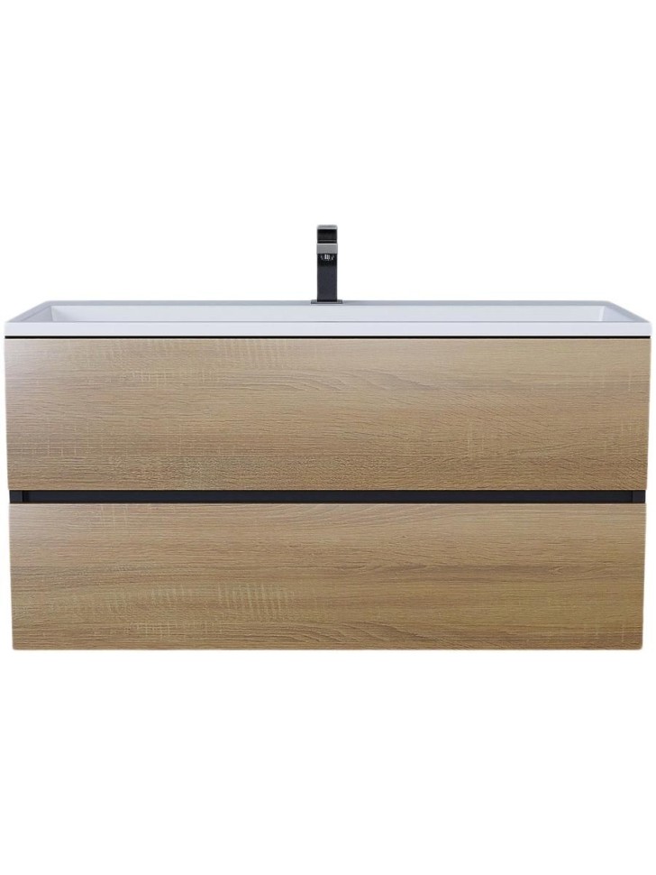 Тумба под раковину для ванной Uperwood Barsa 100 см, подвесная, черная/дуб сонома