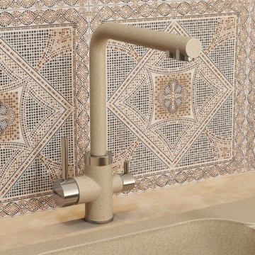 Смеситель для кухни Uperwood Quartz Premium UPD-03-02, с каналом для фильтрованной воды, бежевый