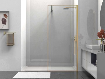 Душевая перегородка Волк-Ин (Walk-In) VSW-1HS800CLG, 800*2000, брашированное золото, стекло прозрачное