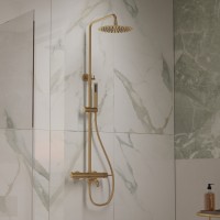 Душевая стойка Вилла (Villa) VSFS-1VL1BG с изливом, брашированное золото