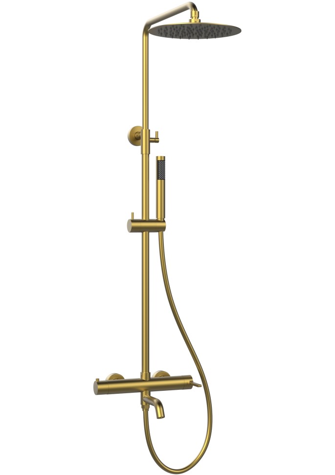 Душевая стойка Вилла (Villa) VSFS-1VL1BG с изливом, брашированное золото