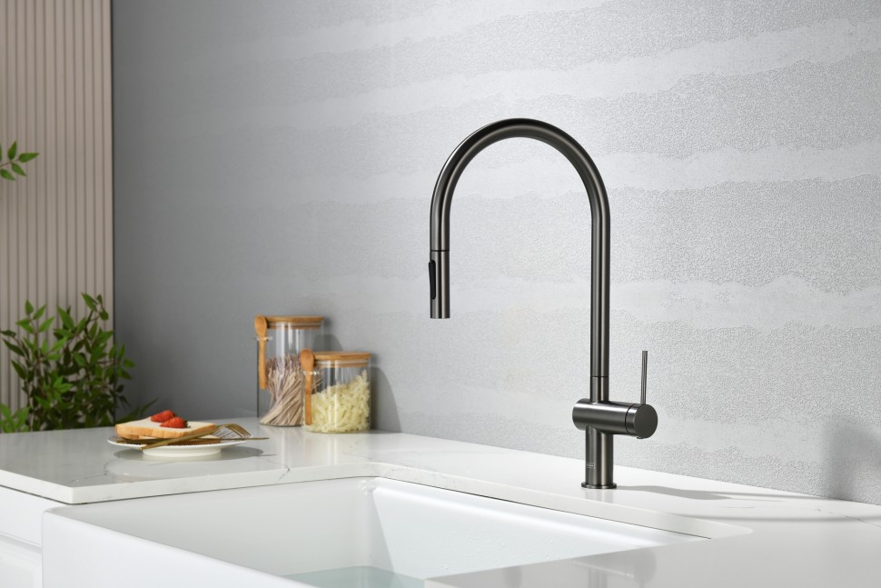 AQM9901GM Cucina Смеситель для кухни с выдвижным U-образным изливом, металл