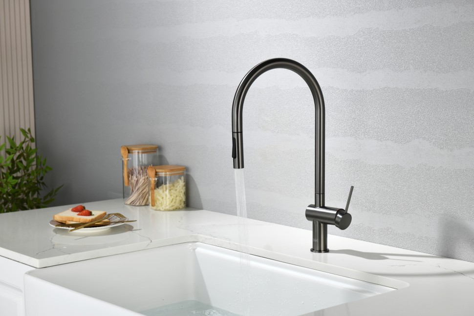AQM9901GM Cucina Смеситель для кухни с выдвижным U-образным изливом, металл