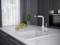 Смеситель для кухни Honner, белый матовый полностью, Ho212018-431TW(WH), Paulmark