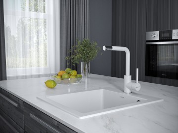 Смеситель для кухни Honner, белый матовый полностью, Ho212018-431TW(WH), Paulmark