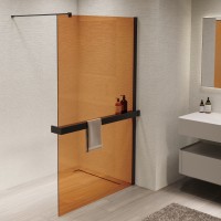 Душевая перегородка Walk-In VSW-1HR900GSB, 900*2000, черный, стекло янтарь