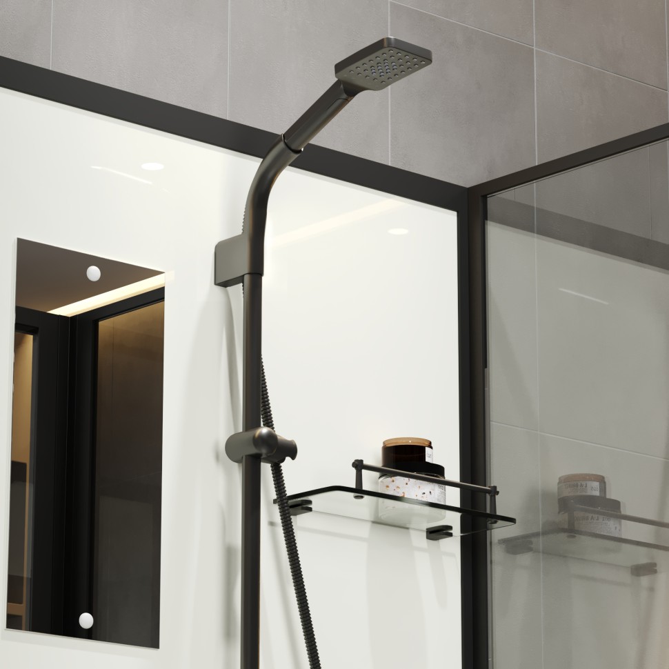Душевая кабина Niagara Standart ST80/15Q/BL/BK (80х80х200) квадрат,поддон 15см,распашная,проф.черный,без крыши,3 места