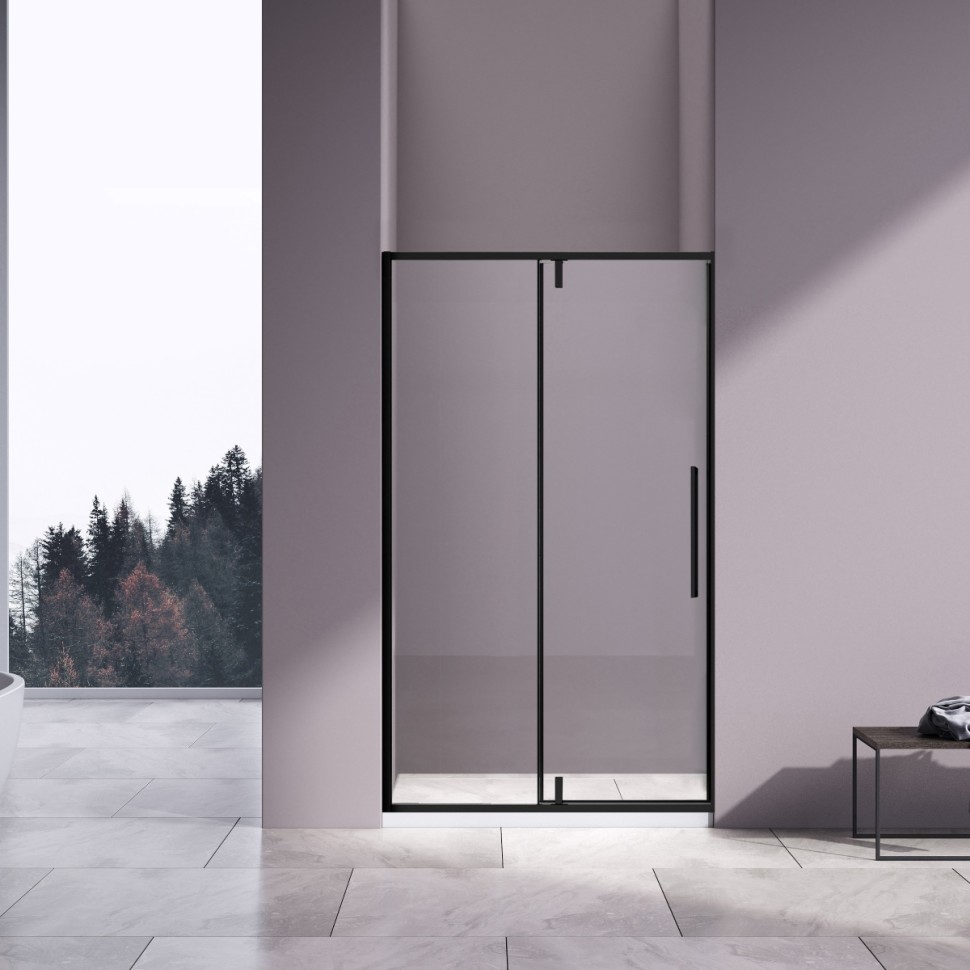 Душевая дверь Slim-N VDP-4SN100CLB, черный матовый, стекло прозрачное