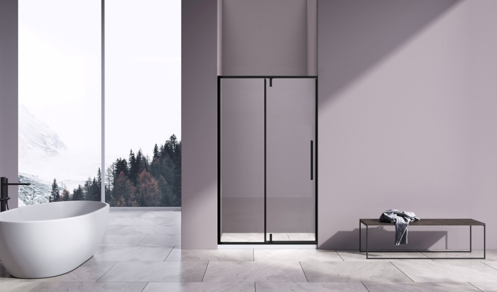 Душевая дверь Slim-N VDP-4SN100CLB, черный матовый, стекло прозрачное