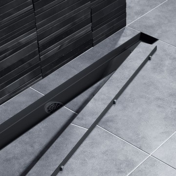 Душевой лоток TIMO Drain System 800 с двусторонней панелью "plate" под плитку, Чёрный