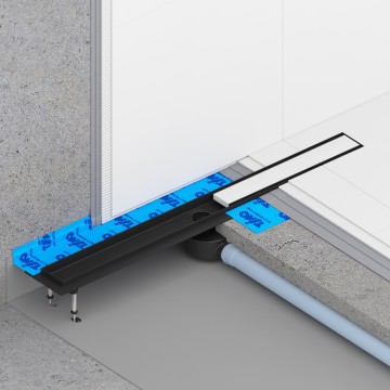 Душевой лоток TIMO Drain System 800 с двусторонней панелью "plate" под плитку, Чёрный