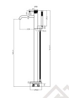 Напольный смеситель для ванны MILLEAU Tissage ML0500BK.BD-GB с монтажным блоком, Черный глянец