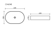 Умывальник чаша накладная овальная (цвет Черный Матовый) Element 608x385x122мм