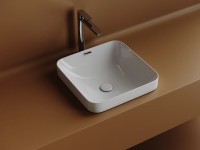 Раковина встраиваемая сверху CERAMICANOVA Element с отверстием слива - перелива квадратной формы 438x438x172 мм цвет белый арт. CN6077