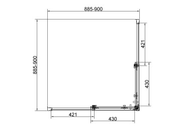 Душевой уголок Слим 8мм (Slim 8mm) VSS-4SL900CL, 900*900, хром, стекло прозрачное