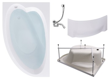 Комплект Акриловая ванна TIMO IVA1595L 150*95*70+Каркас + Слив-перелив+Фронтальная панель