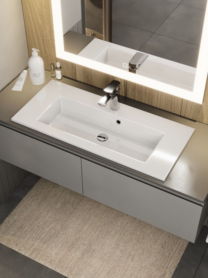 Раковина для ванной 80 см, Uperwood Aurora, белая глянцевая