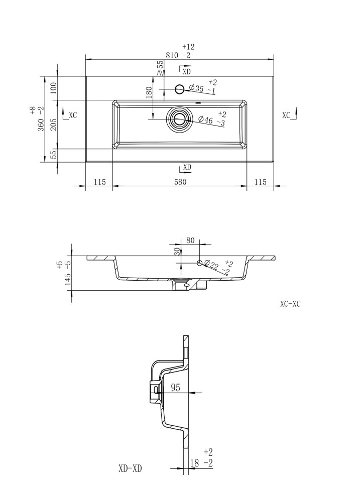 Раковина для ванной 80 см, Uperwood Aurora, белая глянцевая