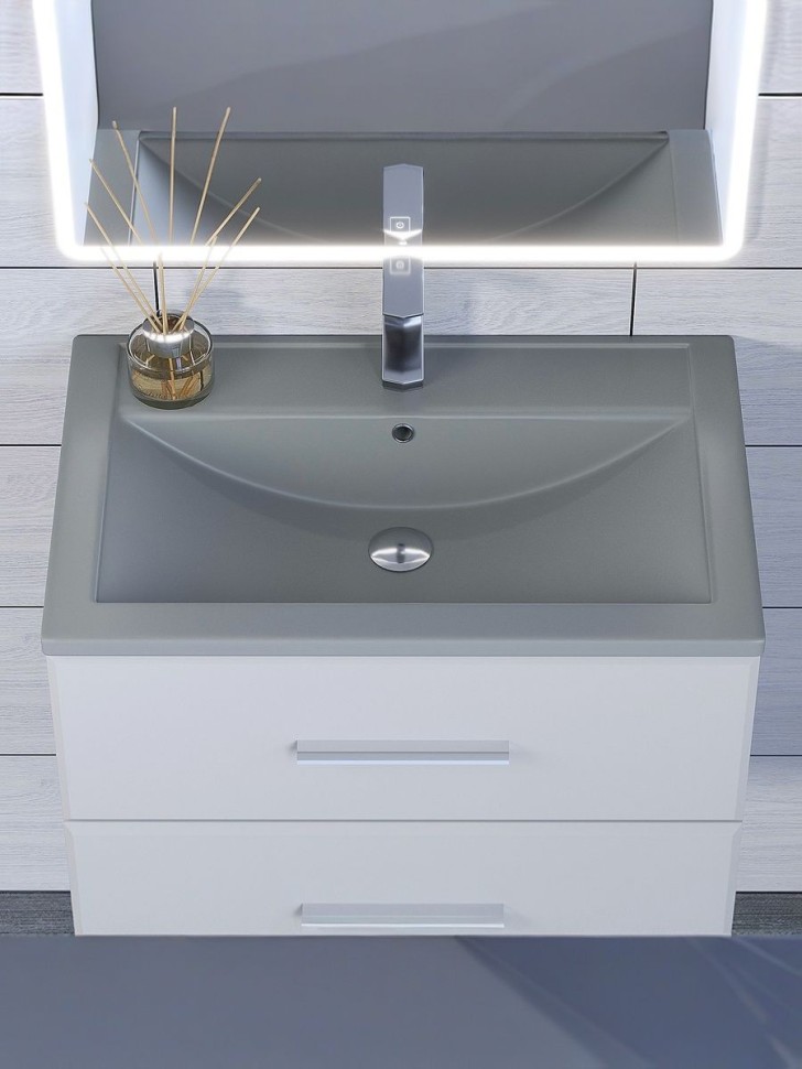 Раковина для ванной кварцевая Uperwood Foster Quartz 70х45,5х17,5 см, серая матовая, бетон