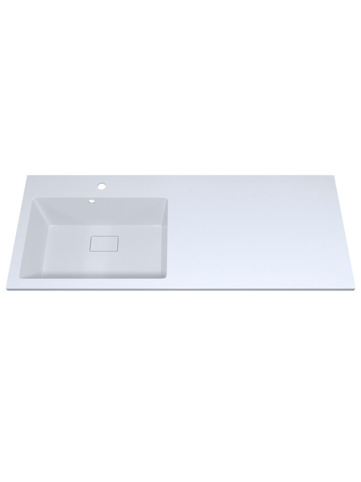 Раковина над стиральной машиной 120 см, Uperwood Cosmos, левая, крыло справа, белый глянец