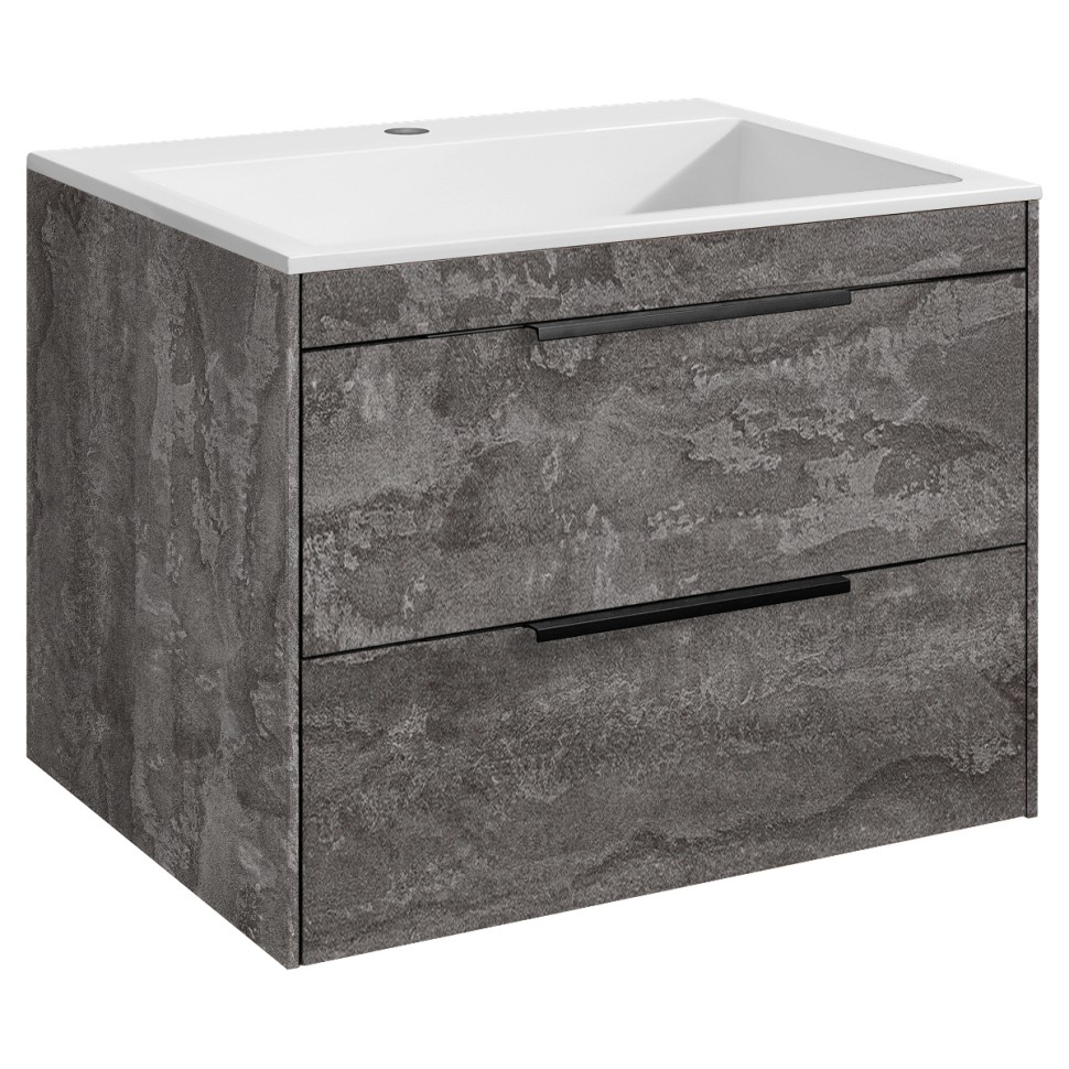 База под раковину Chiara 2D 600 подвесная, 2 выкатных ящика soft-close, G.Stone