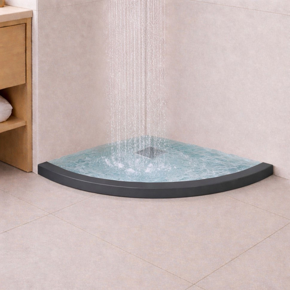 Цокольная опора, полукруглая, серая RGW SBA-30 Gr для душевого ограждения (1000х1000мм)