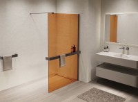 Душевая перегородка Walk-In VSW-1HR900GSGM, 900*2000, вороненая сталь, стекло янтарь