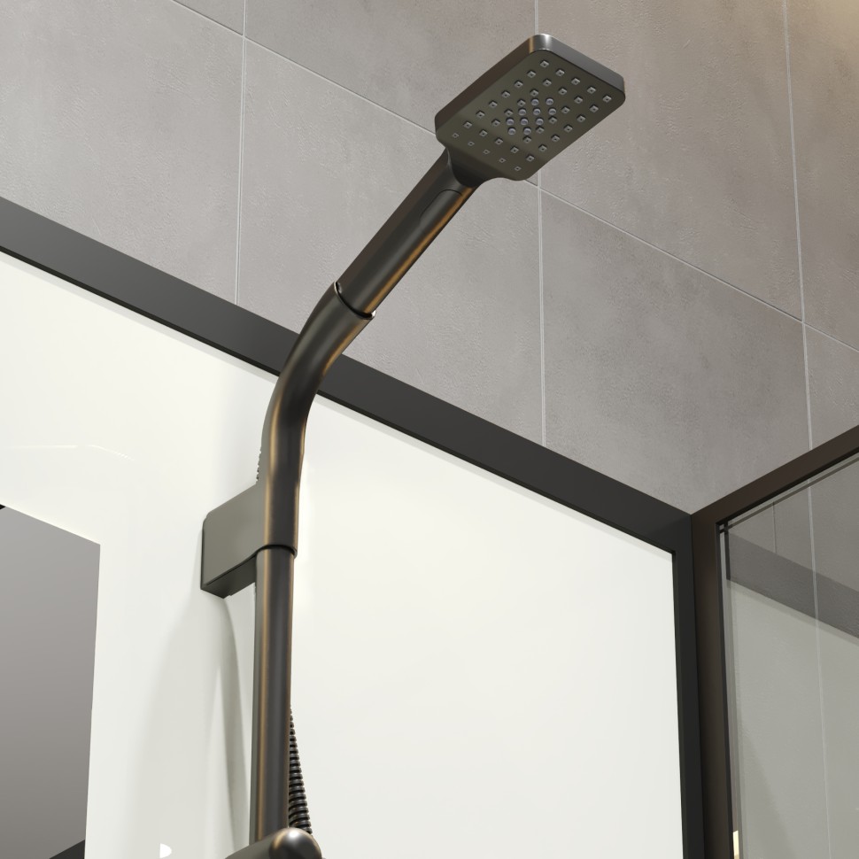 Душевая кабина Niagara Standart ST90/15Q/BL (90х90х215) квадрат,поддон 15см,распашная,проф.черный,3 места