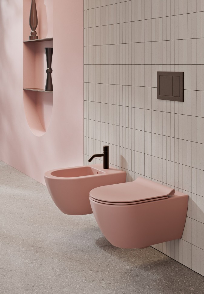 Унитаз подвесной безободковый GSI PURA 8815FR524 550 мм х 360 мм, с Swirlflush, с крепежом, цвет Матовый Blush (старый артикул 881524/ 8815FR224)