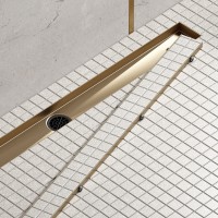 Душевой лоток TIMO Drain System 800 с двусторонней панелью "plate" под плитку, Золото матовое