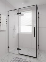Боковая панель Veconi Premium Alassio SP B, 900x2000, черный матовый, стекло прозрачное осветленное