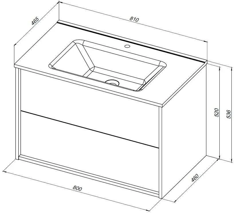 Тумба с раковиной Lino 80 (Flat) белый глянец