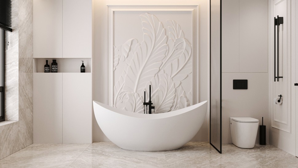 Ванна из искусственного камня ABBER Stein AS9633 белая матовая