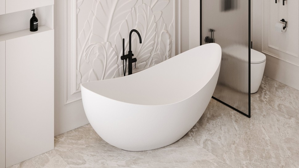 Ванна из искусственного камня ABBER Stein AS9633 белая матовая