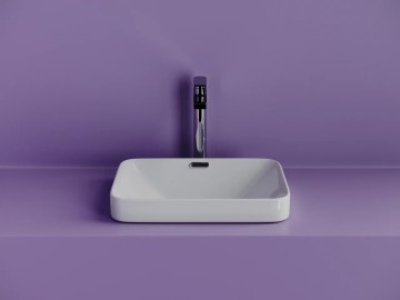 Раковина встраиваемая сверху CERAMICANOVA Element с отверстием слива - перелива прямоугольной формы 460x330x170 мм цвет белый арт. CN6078