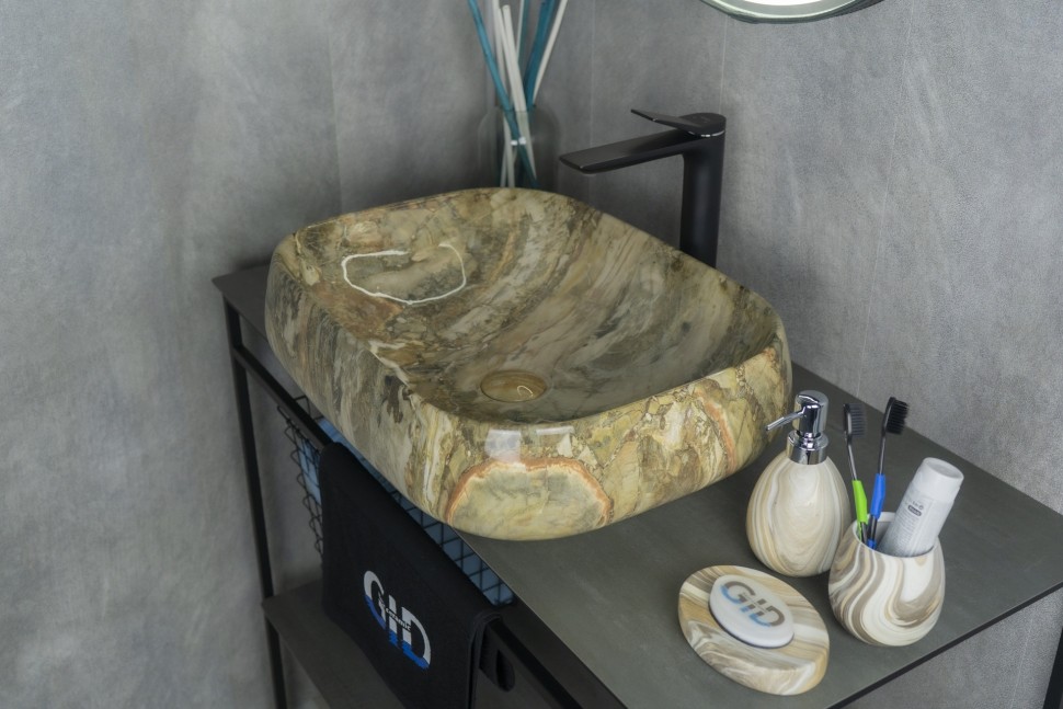 Раковина Gid Mnc186 54423 накладная под камень глянцевая 56x42x14