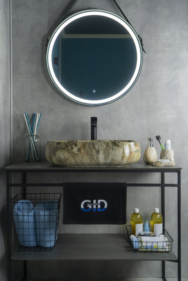 Раковина Gid Mnc186 54423 накладная под камень глянцевая 56x42x14