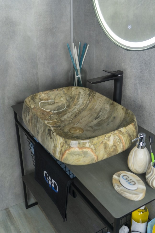 Раковина Gid Mnc186 54423 накладная под камень глянцевая 56x42x14