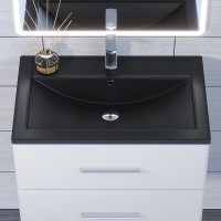 Раковина для ванной кварцевая Uperwood Foster Quartz 70х45,5х17,5 см, черная матовая, уголь