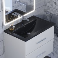 Раковина для ванной кварцевая Uperwood Foster Quartz 70х45,5х17,5 см, черная матовая, уголь