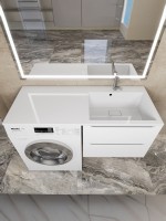 Раковина над стиральной машиной Uperwood Cosmos 120 см, правая, крыло слева, белый глянец