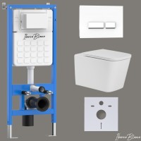 Комплект 3в1 IBERICA BLANCA инсталляция SILENCIO, унитаз TOLEDO ALTO белый, кнопка смыва CRYSTAL-R белый глянцевый (IB001.TLA.234.2210)