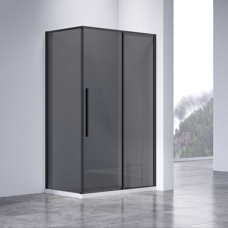 Душевой уголок Slim-N VSR-4SN8014CGB, 1400*800, черный, стекло тонированное